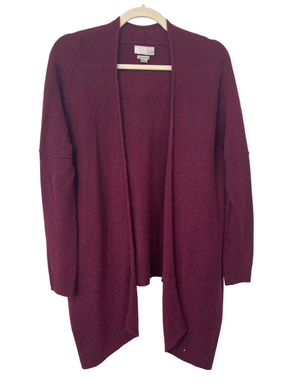 14th and Union Cashmere Open Front Cardigan Sweater Women Small Red Asymmetrical